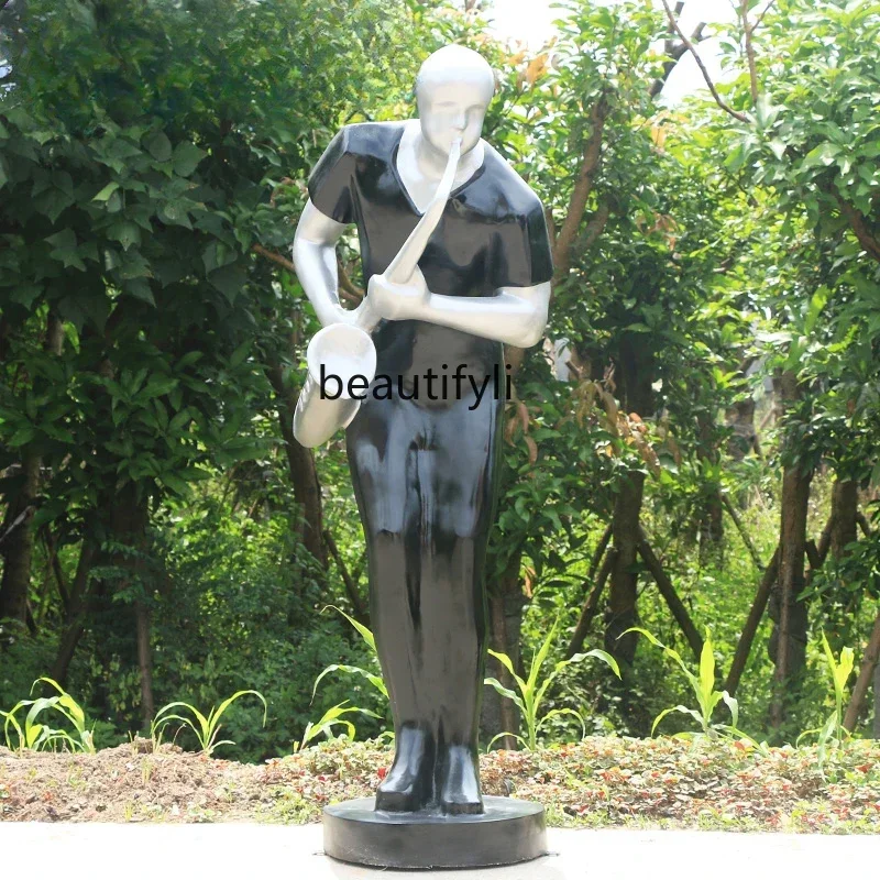 Music cello fiberglass figure sculpture garden mall large theater saxophone performance decorative ornament