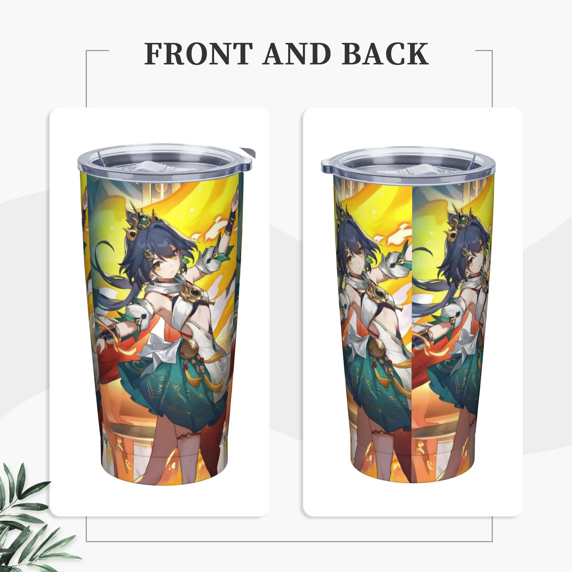 Yunli Insulated Tumbler with Lid Honkai Anime Vacuum Thermal Mug Office Home Hot Cold Drink Cup, 20oz