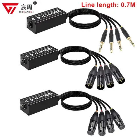 1Pair 4-Channel 3-Pin XLR Or 6.3Mm Audio And DMX Over Network Cable Extender, DMX512 Network Signal Extender Male+ Female