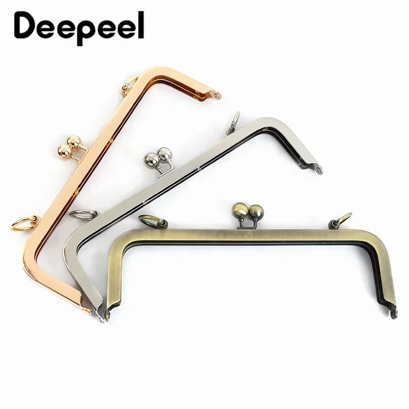 2/5Pcs 20cm Square Smooth Handles Bead Head Purse Frames Metal Kiss Clasp DIY Bags Sewing Brackets Screw Wallet Framework Handle