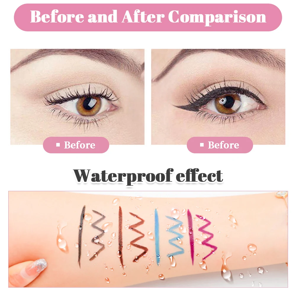 أسود السائل محدد العيون مقاوم للماء قلم رصاص ، مجموعة التجفيف السريع ، طويلة الأمد ، لا تزهر مستحضرات التجميل ، أدوات ماكياج العين