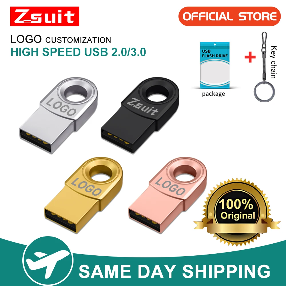 ZSUIT SY Metal USB Flash Drive 64GB Pen Drive 4GB 8GB 16GB Pendrive 32GB Memory Stick 128GB USB Storage Stick Custom LOGO