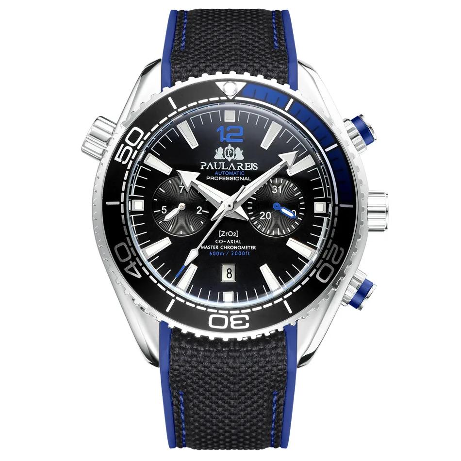 PAULAREIS P Luxury Men Automatic Self Wind Mechanical Watch for Men Rubber Strap Waterproof Luminous Date Fashion Mens Watches image 3