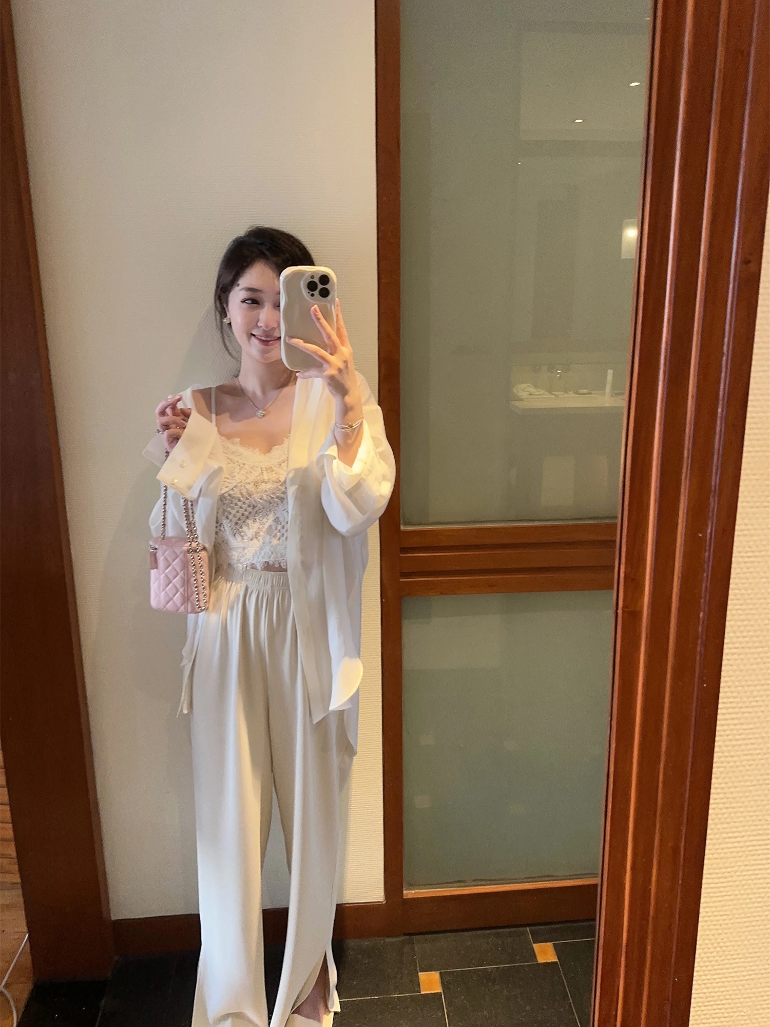 

Брюки-палаццо JE COLLECTION Весна 2023 с эластичным поясом, разрезами, повседневные, свободные, утягивающие, женские, модные