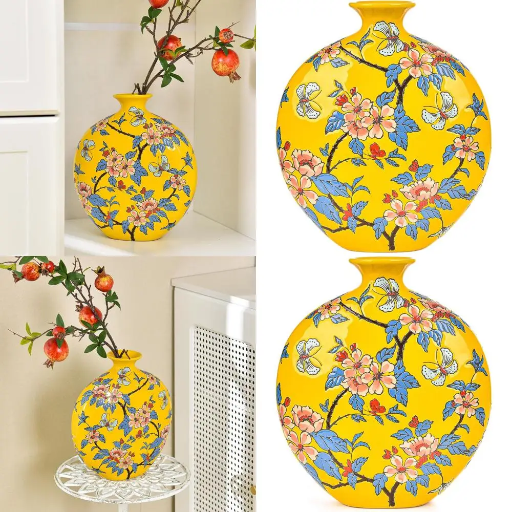 

Elegant Hand-Painted Porcelain Vase with Overglaze Colors for Flower Arrangements and Home Decor