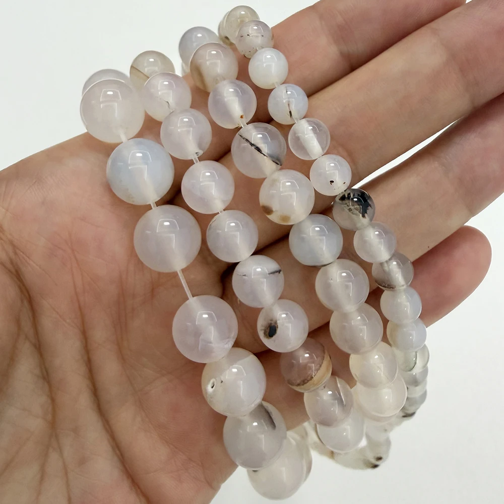 Natural Stone Sardonyx White Agate Round Beads 15