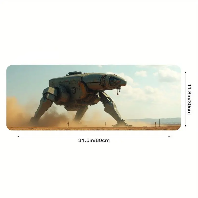 قطعة واحدة من لوحة ماوس الألعاب Sci-Fi Desert Walker - حصيرة سطح المكتب غير قابلة للانزلاق بطباعة عالية الدقة لألعاب الكمبيوتر الملحمية وإعداد مكتب المكتب. الكمال ش آر