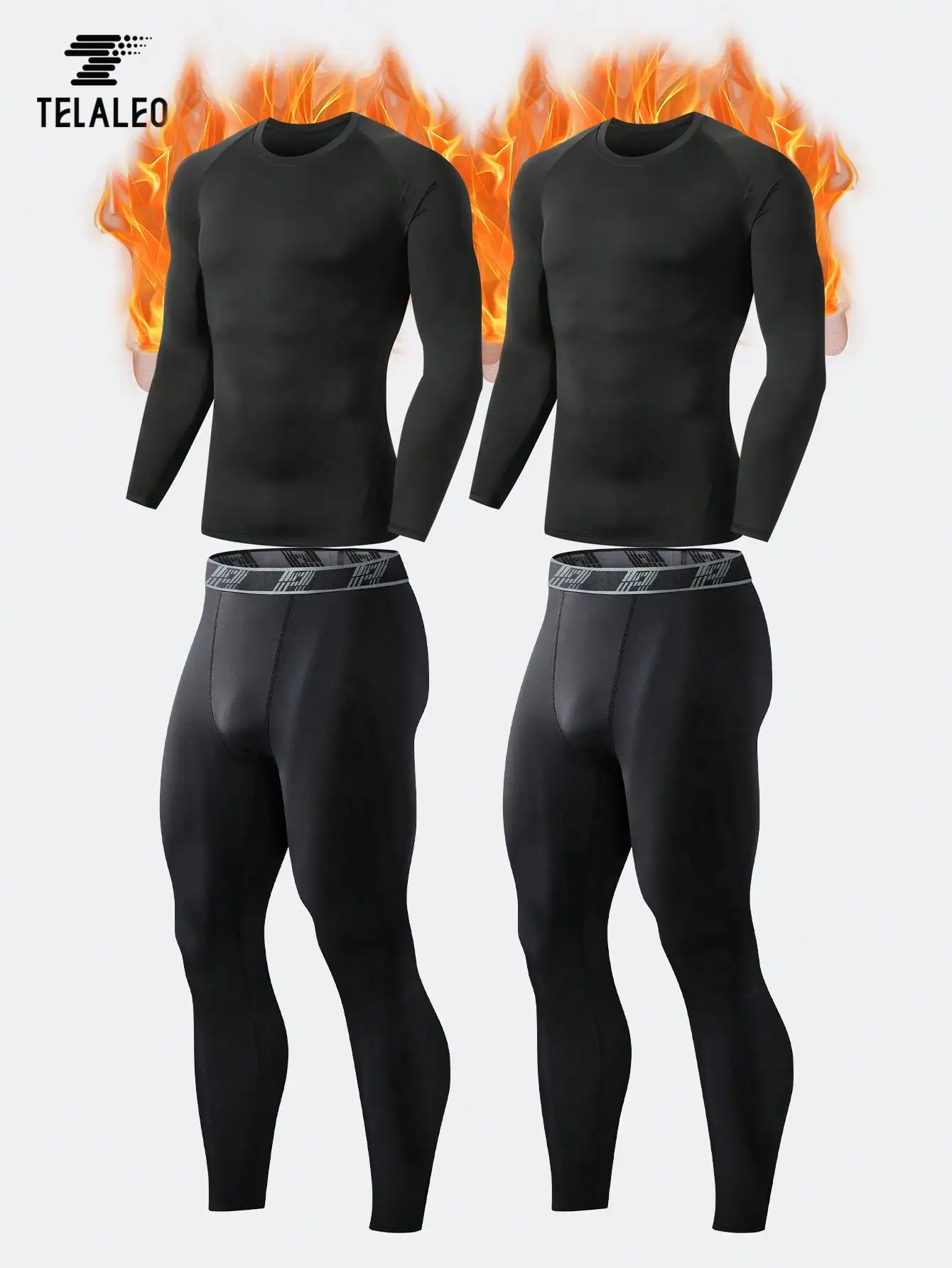 

4-Pack Men's Thermal Underwear Set - Fleece-Lined, High Elasticity, Tight Fit for Cold Weather