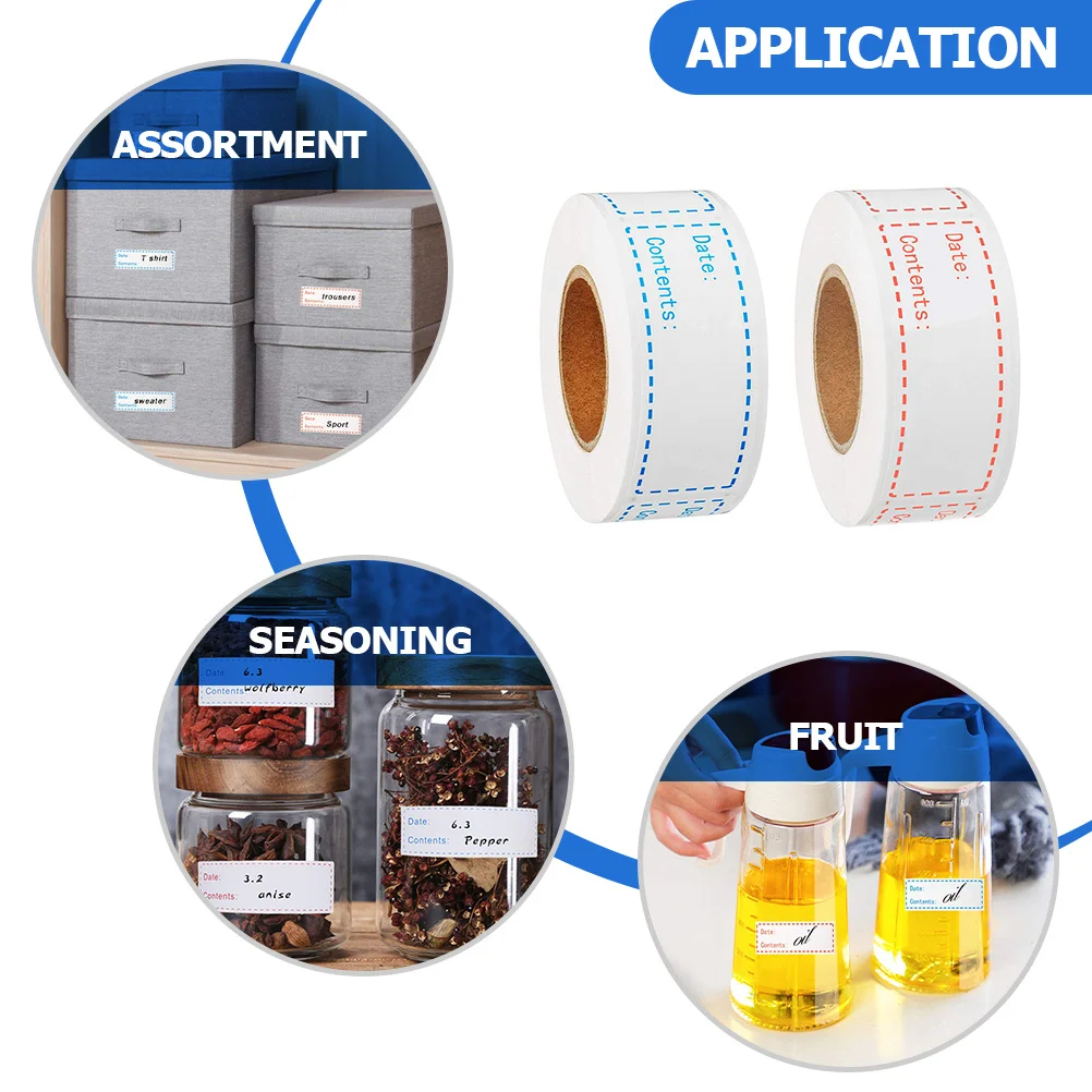 

2 Rolls Food Date Label Stickers Kitchen Labels Small Size for Organizing Refrigerator Containers Spice Jar Labels
