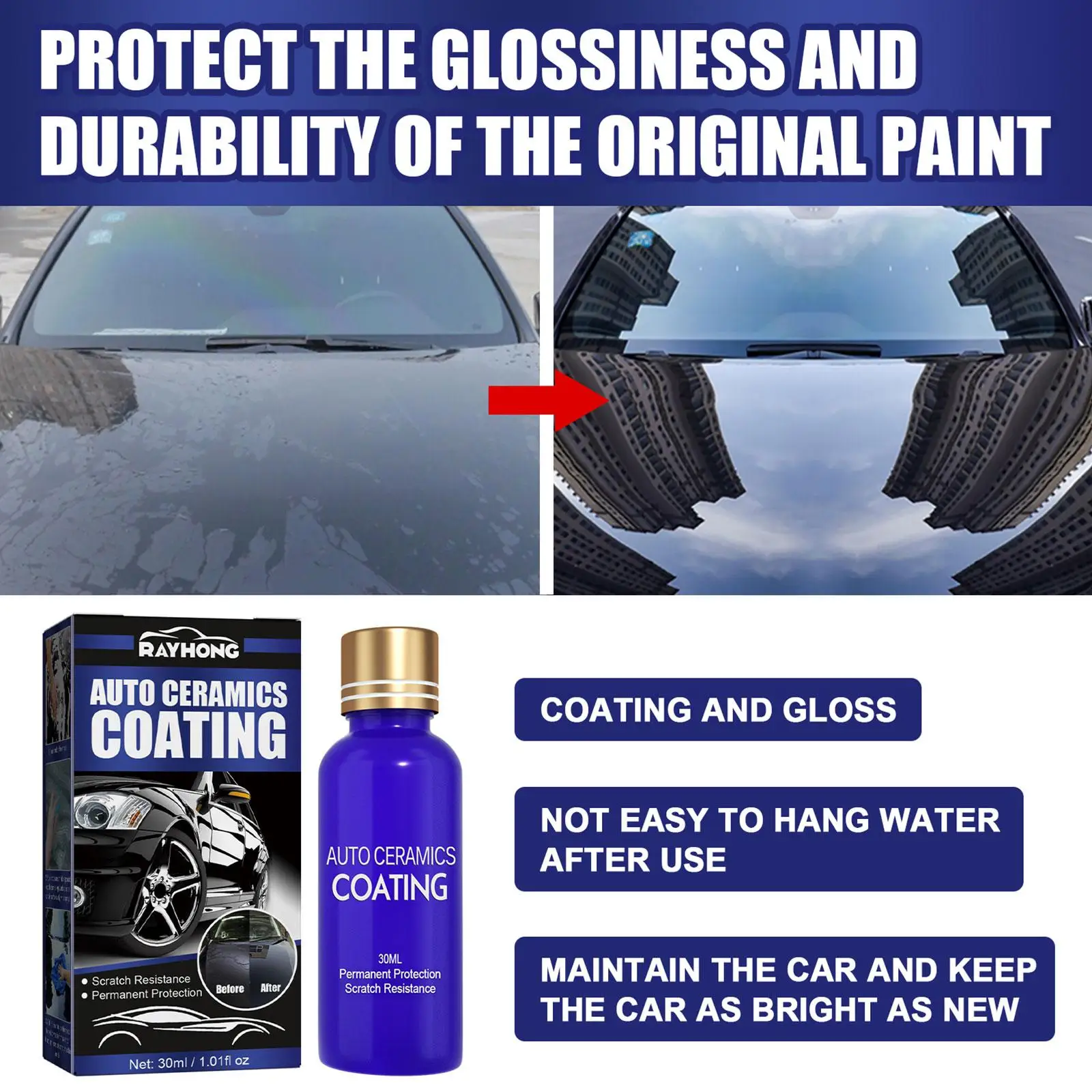 30ML 9H Car Liquid Ceramic Coat Super Hydrophobic Glass Coating Set Polysiloxane and Nano materials Ceramics For Cars Prote C5G2