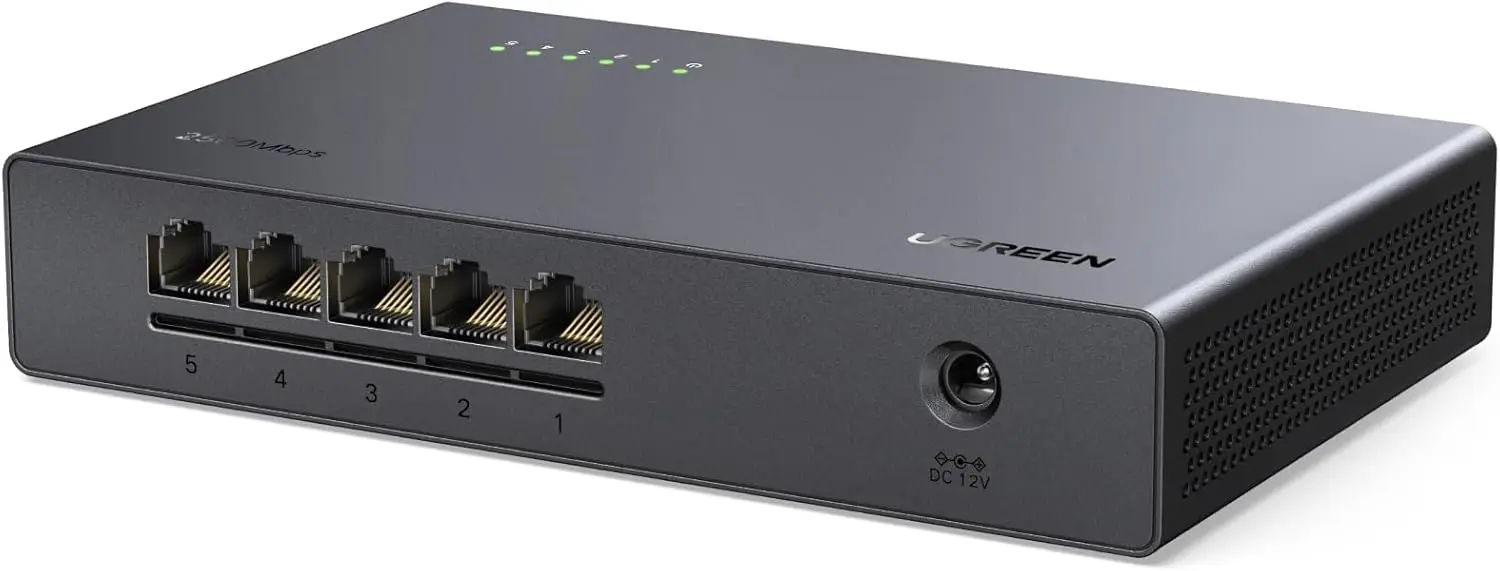 

5-Port 2.5Gb Ethernet Switch, Unmanaged Network Hub, Plug & Play, Fanless Quiet, Desktop/Wall Mount for NAS, PC, Gaming
