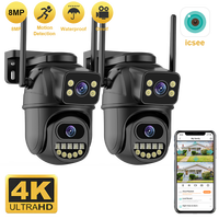 2/4pcs 4K 8MP WiFi Surveillance Camera, Dual Lens, 4X Digital Zoom, AI Human Detect, ONVIF, Outdoor Security PTZ IP Cameras,