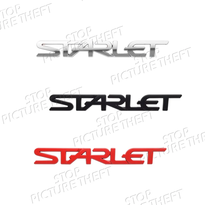 STARLET Logo 3D Metal Badge Decal Car Body Rear Trunk Emblem Sticker Decoration For Starlet Vitz Glanza P7 P8 P9 EP82 EP91 GT