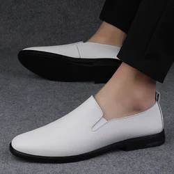 High Quality Men's Comfortable Fit Casual Small Leather Shoes Summer Men's Classic Black/white Hollow Breathable Casual Shoes