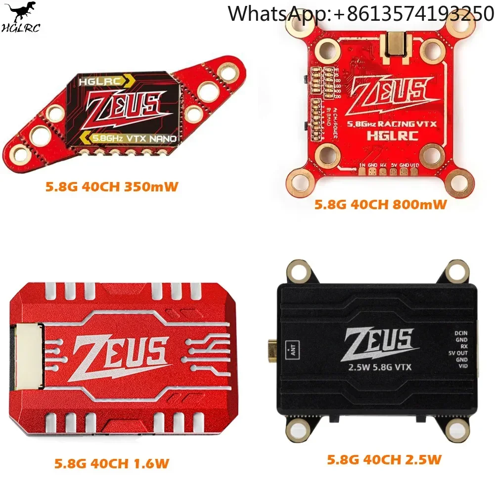 

HGLRC Zeus VTX 350mW / 800mW / 1.6W / 2.5W FPV 5.8G 2.4G 40CH Built-in Microphone Transmitter For RC FPV Racing Freestyle Drone