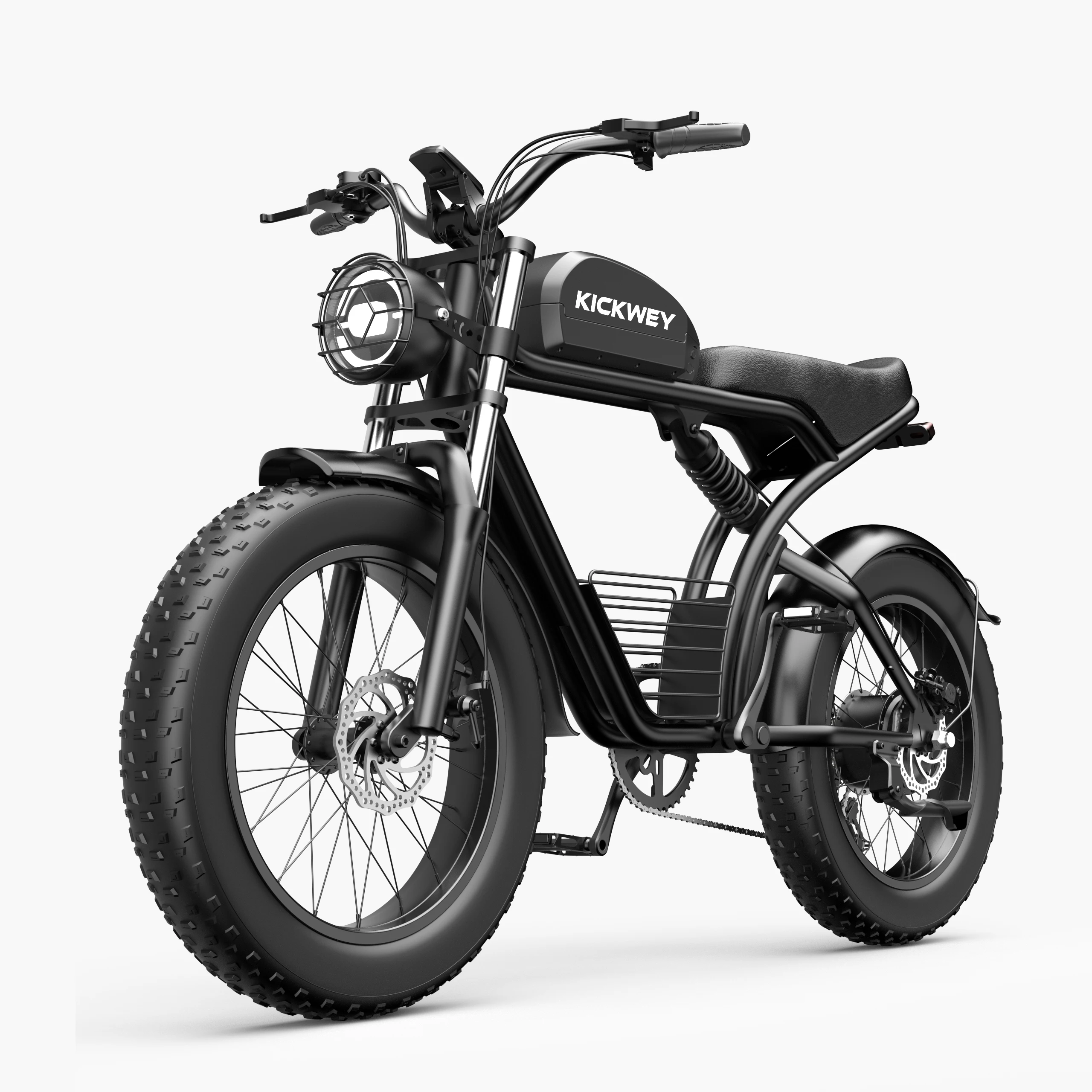 Kickwey K7 1500W Elektro-Fatbike, 48V 23Ah Akku 70-120km Reichweite 50km/h Geschwindigkeit, 20×4,0 Reifen, Doppel-Stoßdämpfer, 7-Gang-Schaltung, Scheibenbremsen, LCD-Display, 150kg Tragkraft,