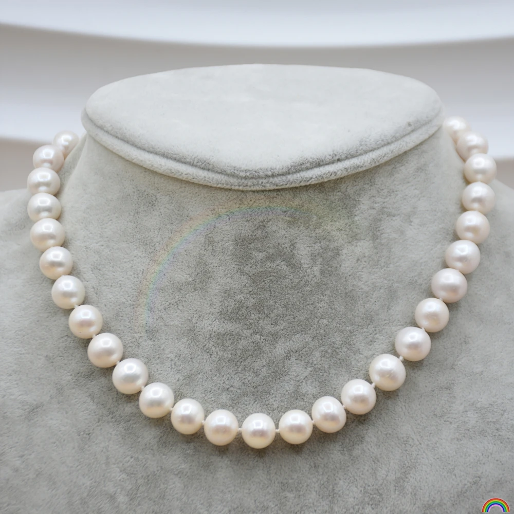 Natural Freshwater Pearl Necklace Mother's Style Round Bead  Clavicle Chain Mother's Day Birthday Gift Rwbuy