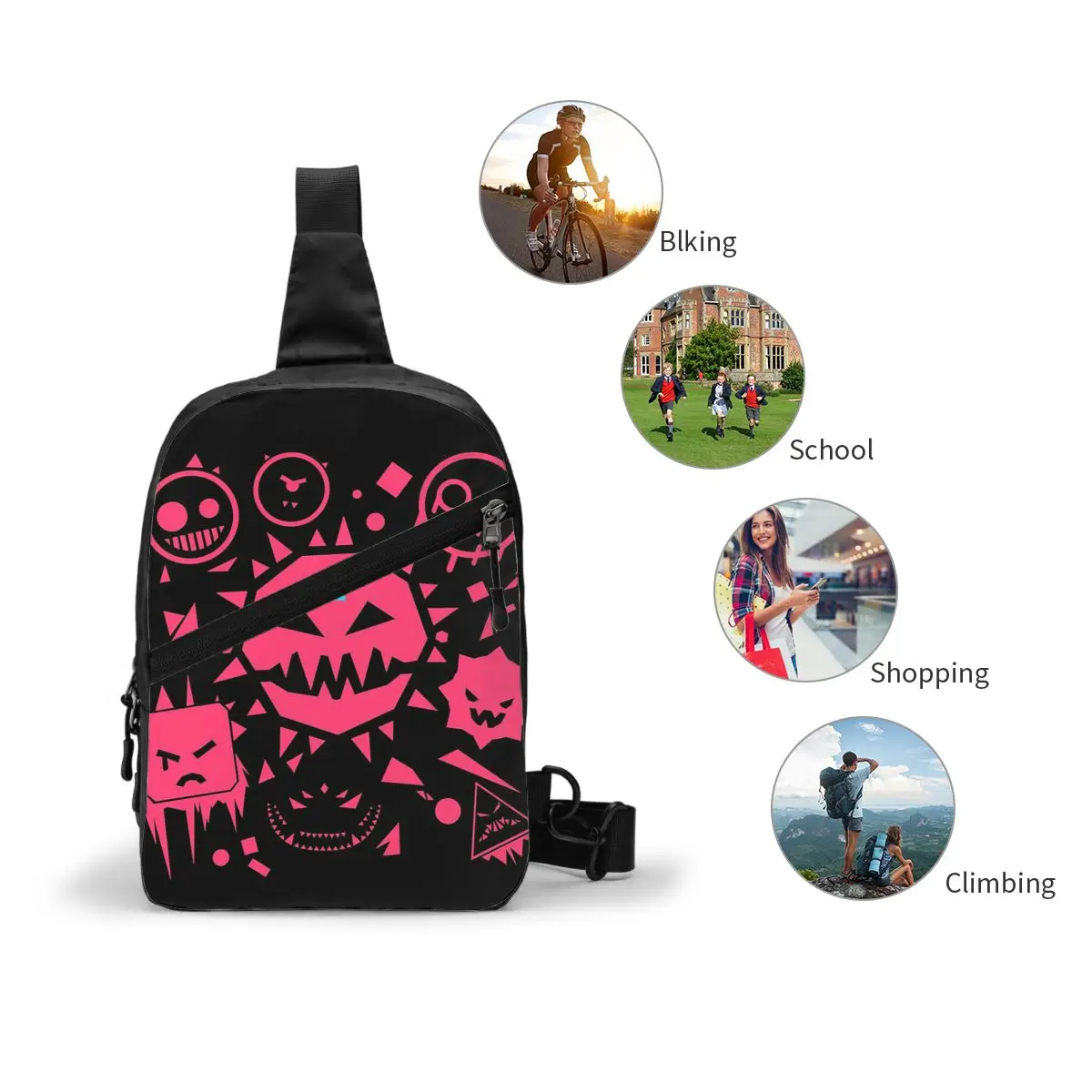 Apenas formas e batidas saco de peito masculino estilingue crossbody mochila saco de peito viajar caminhadas daypack bolsa de ombro