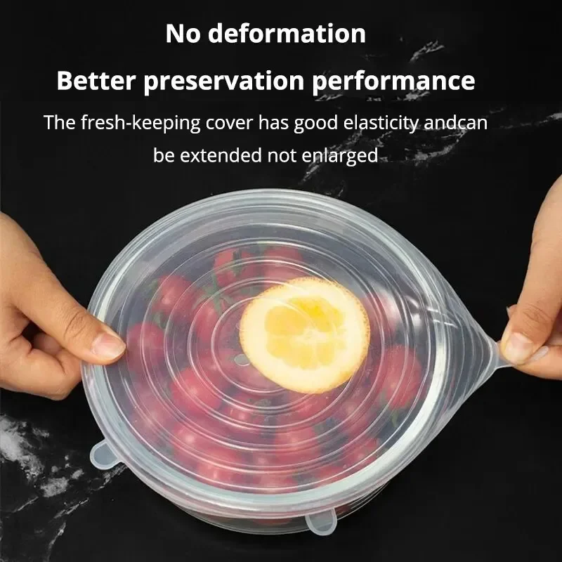 Adjustable Elastic Silicone Lid For Kitchen Accessory Food Storage Container Sealing Food Packaging Lid Accessories. Home Cover