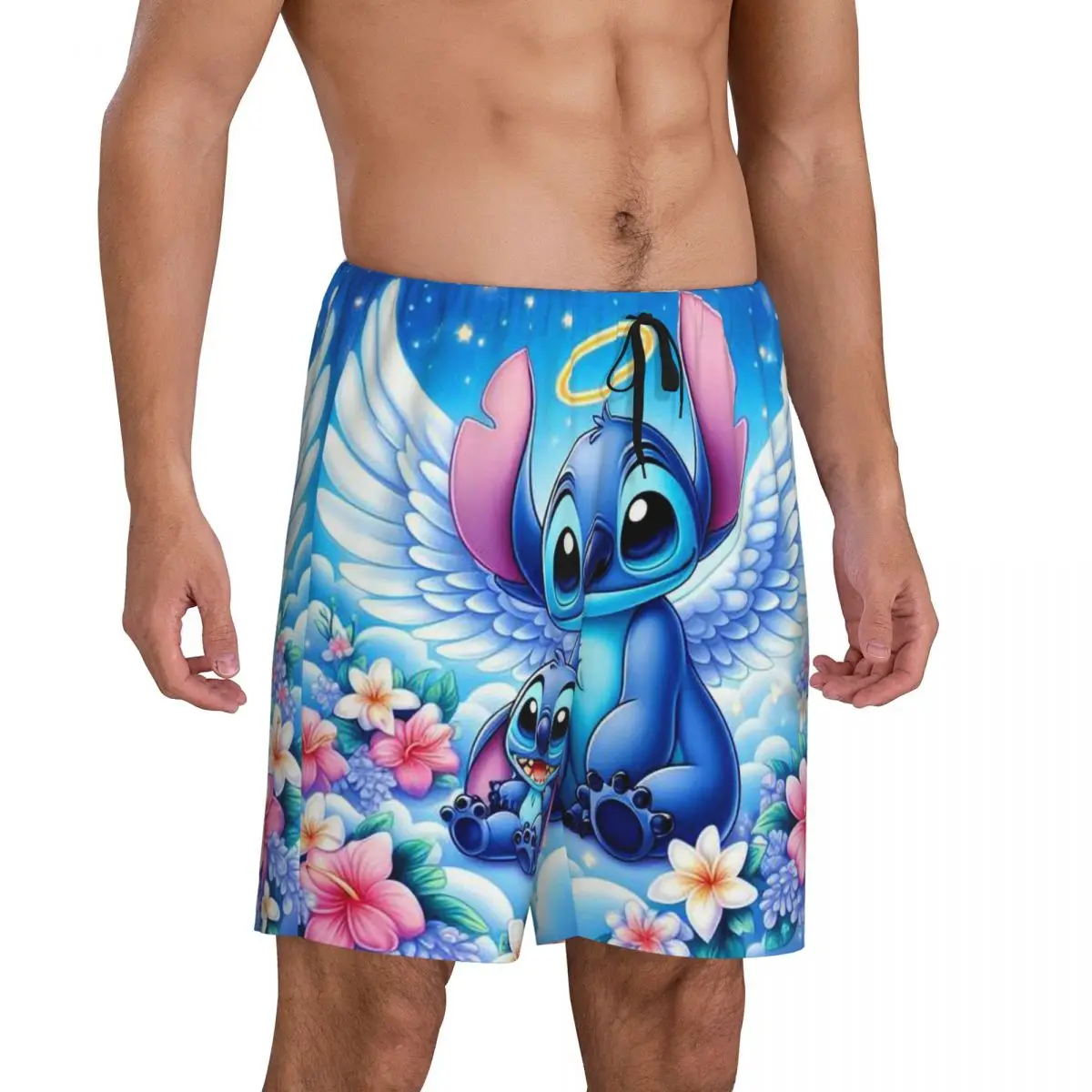 Pantaloncini da pigiama personalizzati con cuciture a forma di cartone animato Pigiama corto da uomo con fondo da salotto elasticizzato con tasche