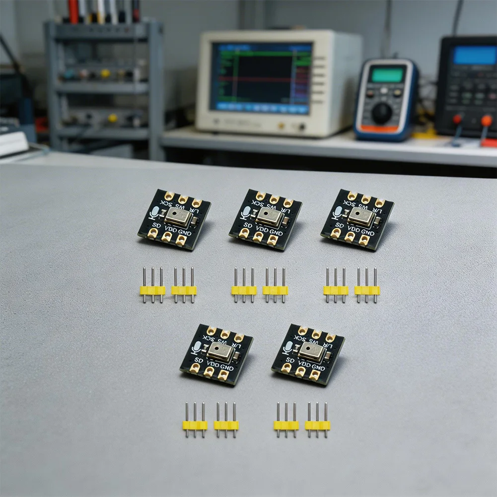 5-Pack Omnidirectional Microphone Module Designed for INMP441 24-Bit I2S Interface and Real-Time Audio Processing