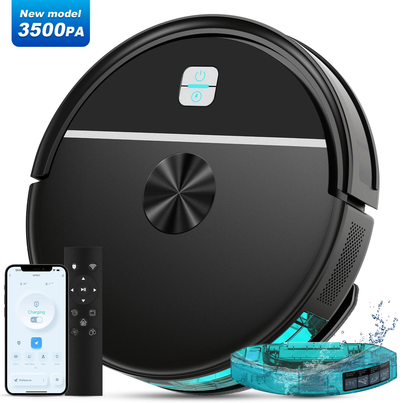 

Intelligent multi-function automatic cleaning mopping robot vacuum cleaner HEPA wet and dry App control household lithium-ion