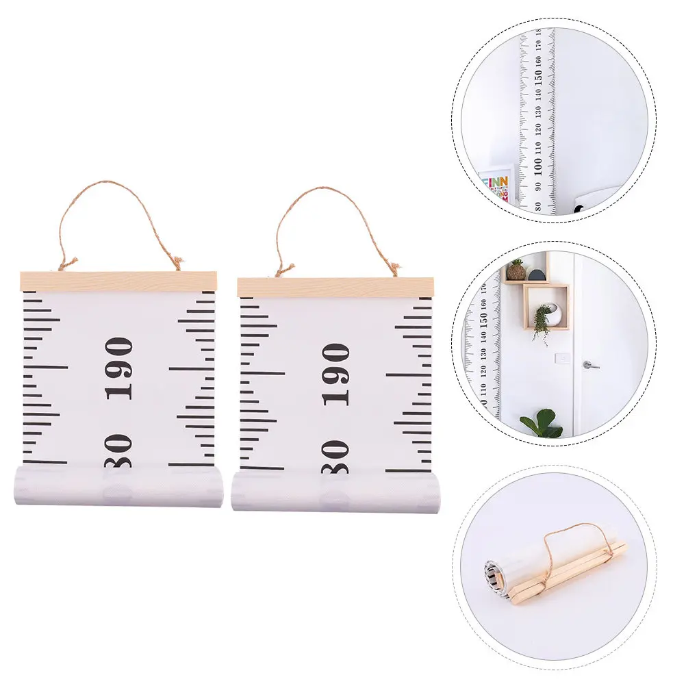 

2Pcs Kids Height Measuring Ruler Wall Hanging Durable Waterproof Easy Install Remove Track Growth Years Modern Home Decor