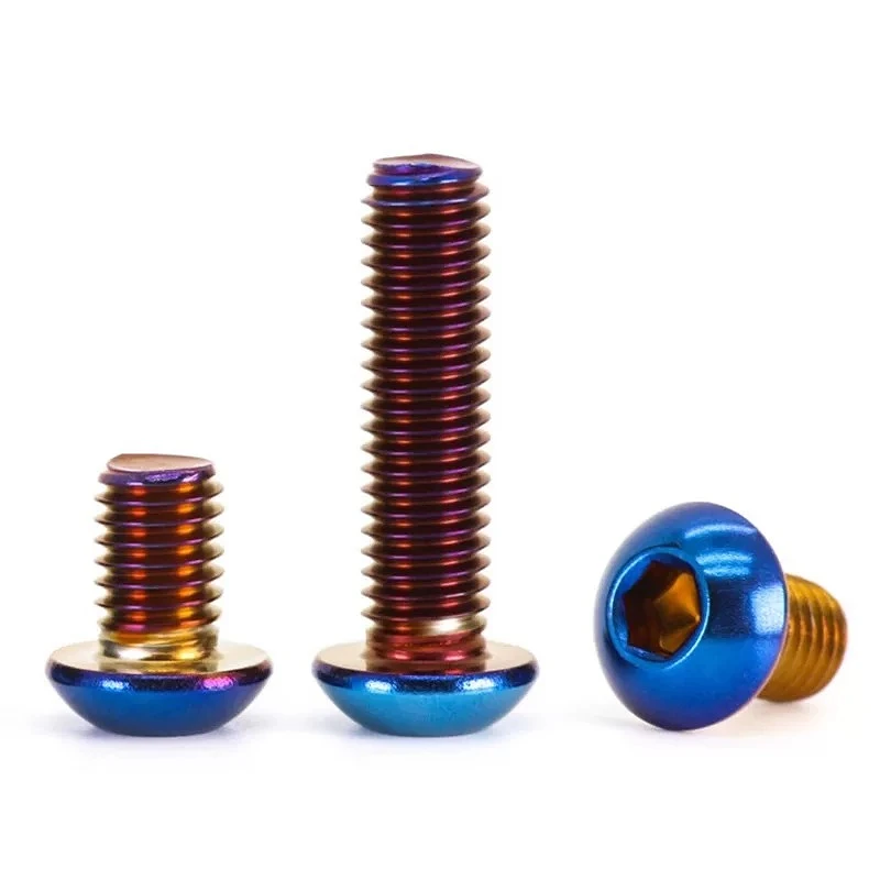 AliExpress NONE A2 304 Stainless Steel M4 M5 M6 M8 Blue Titanium Coated Button Head Hex Socket Screw Round Head Allen Bolt For Bike Motorcycle