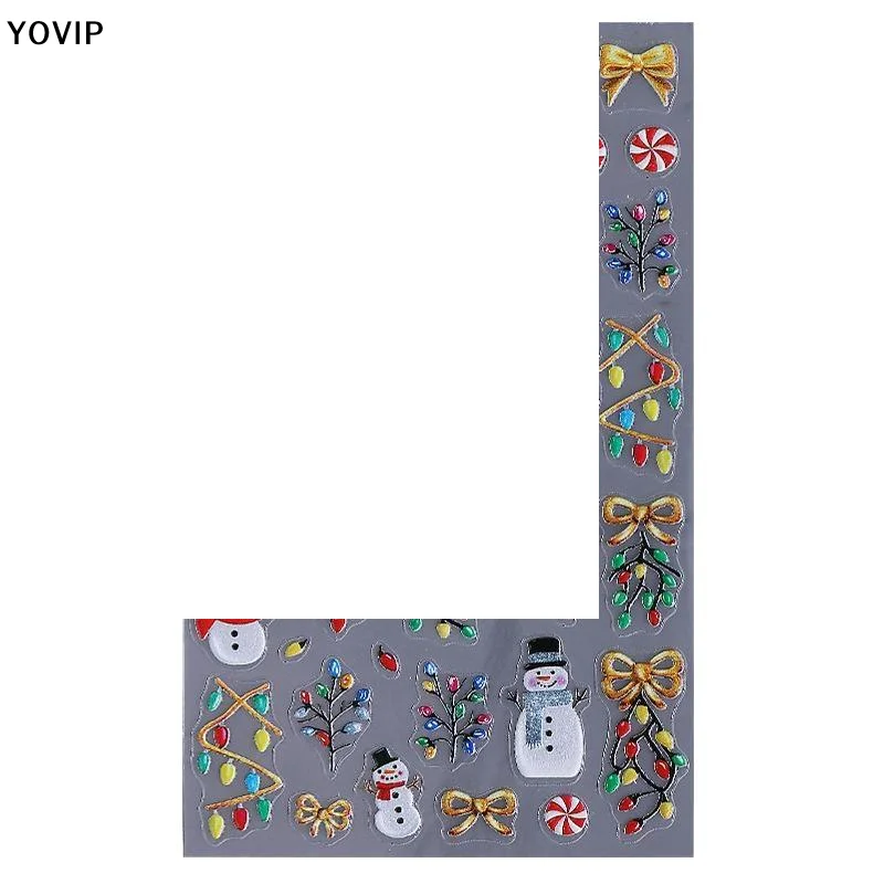 

1 шт. 5D пряничный человечек, снежинка, наклейки для ногтей, рождественская сосна, торт, самоклеящаяся наклейка для ногтей, зимние принадлежности для маникюра «сделай сам»