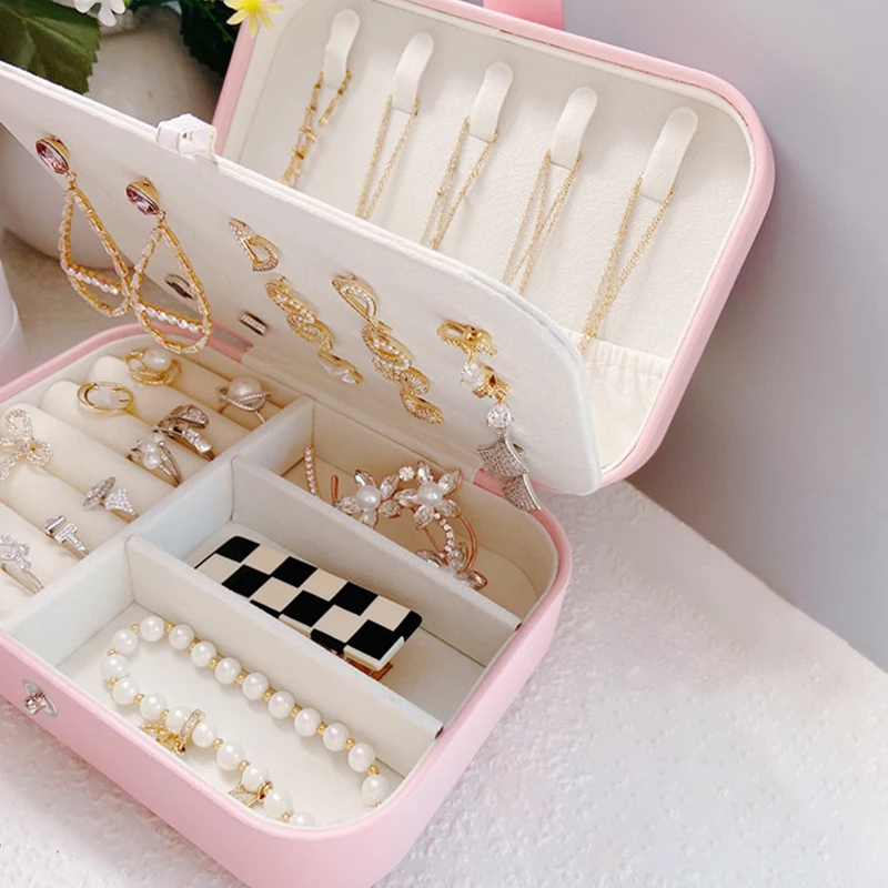 Jewelry Storage Box Pu Anti-oxidation Necklace Ear Ring Ear Stud Pendant Jewelry Box Large Capacity Portable Jewelry Storage Box