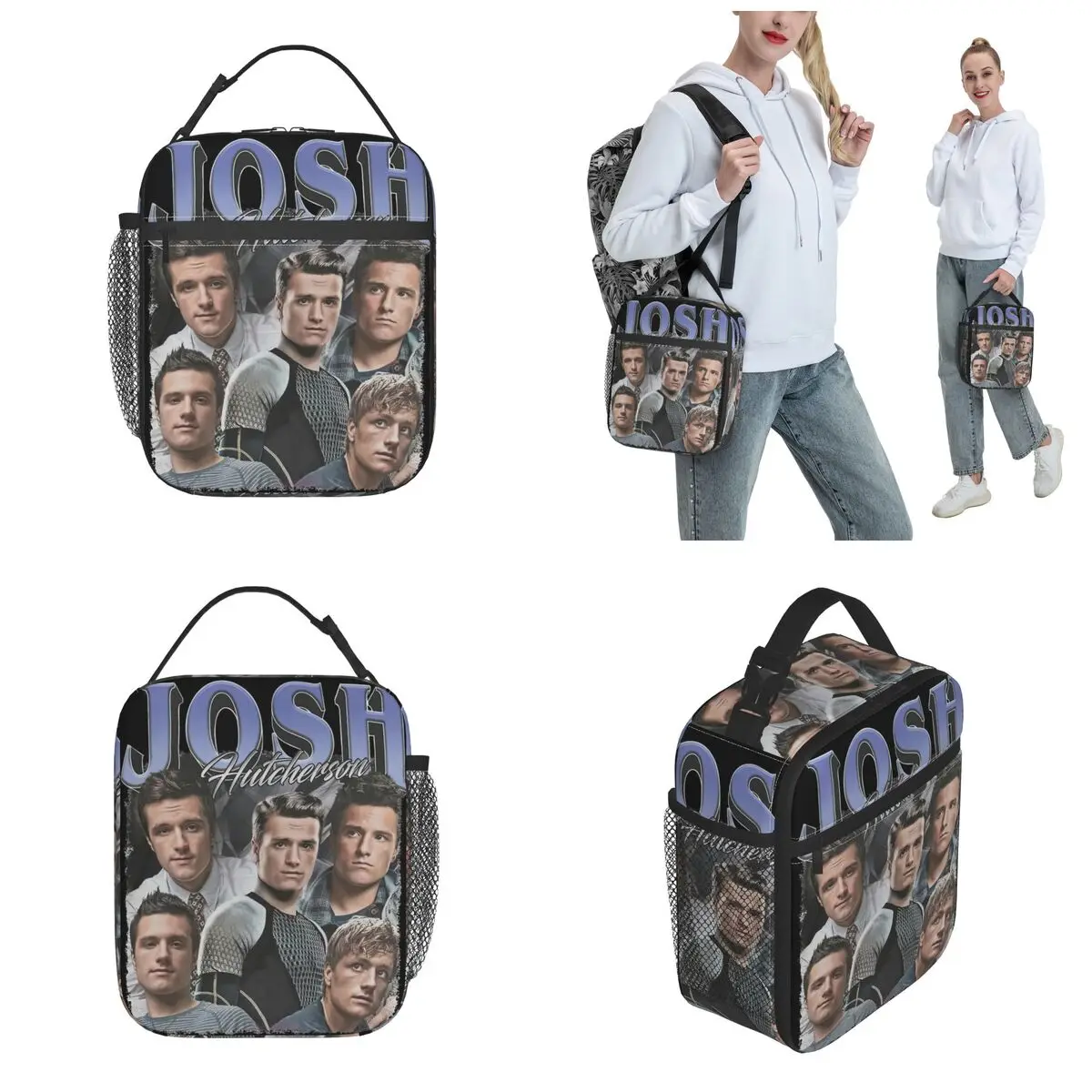 Josh Hutcherson Retro Bootleg Accessories Insulated Lunch Bag Office Food Box Reusable Casual Cooler Thermal Lunch Box