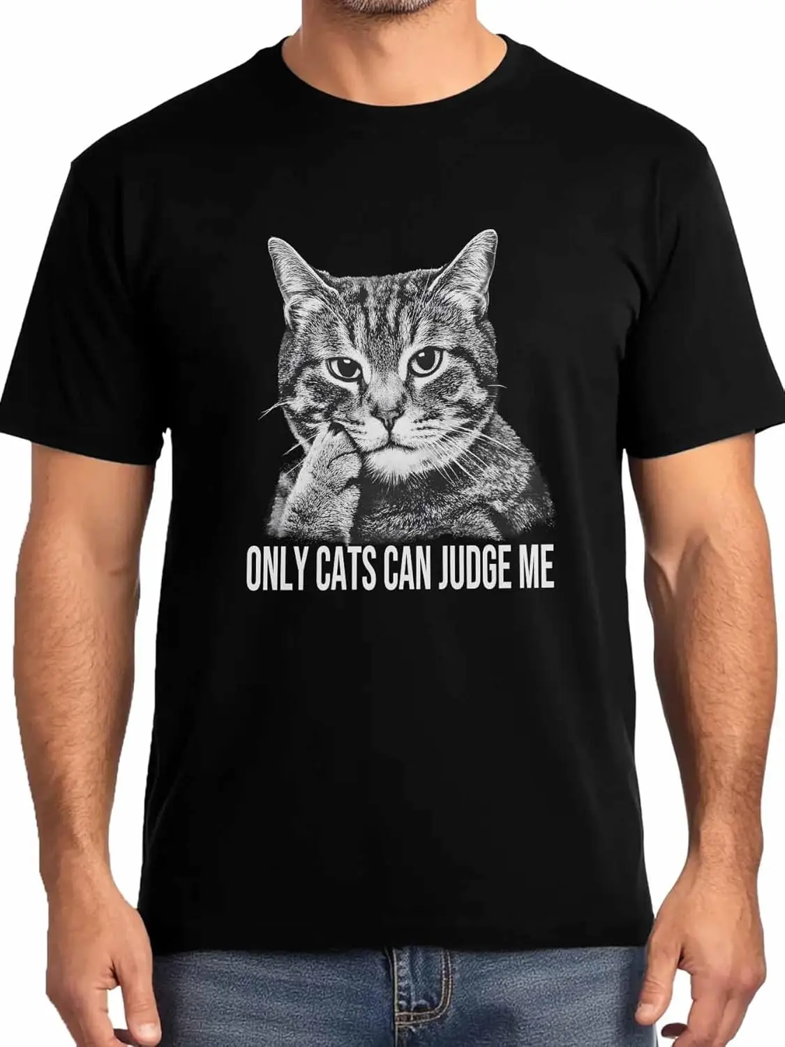 

Cute Cat Mens T-Shirts,Short Sleeve Quick Drying T Shirts for Men Crew Neck Tee Abstract Quote Men's T-Shirts