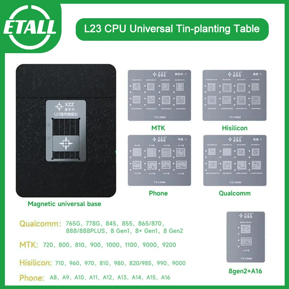 XZZ L23-CPU Universal CPU Reballing Stencil Platform for IPhone A8~A16 /Android Series IC Chipping Planting Tin Template Fixture