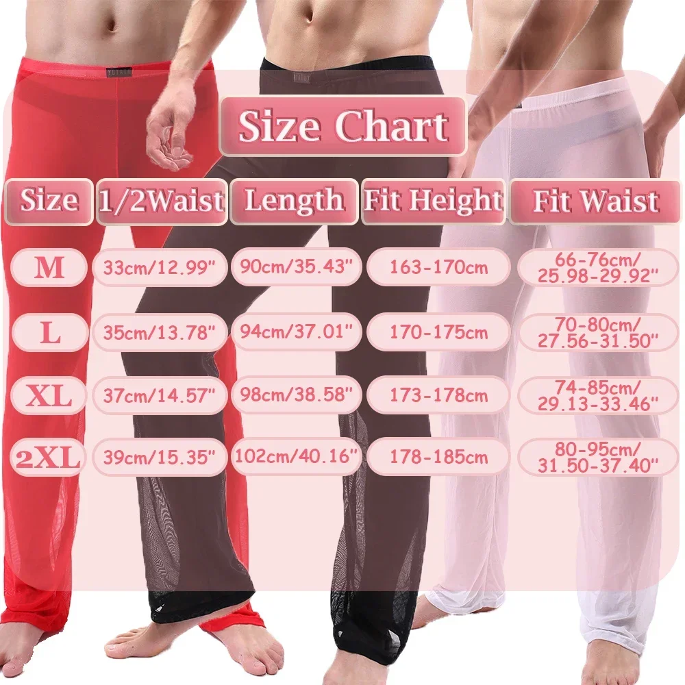 Sexy Men Lounge Pants Transparent Loose Mesh Sheer Sleepwear Long Pant Men Casual See Through Pyjama Trouser Homewear Sleep Pant