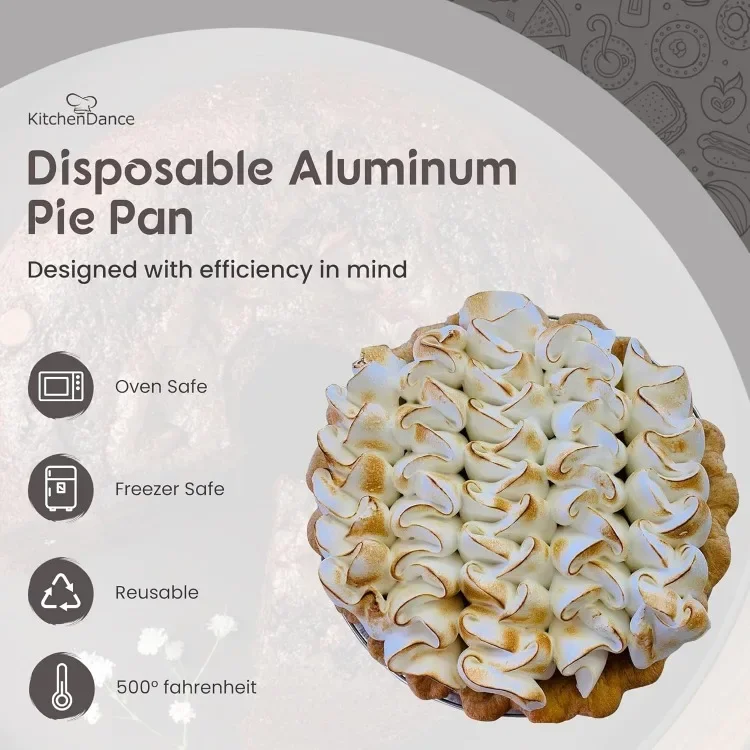 Disposable Heavyweight Aluminum Foil Pie Pan - 36 Ounces Round Baking Pan Perfect for Homemade Cakes, Pies