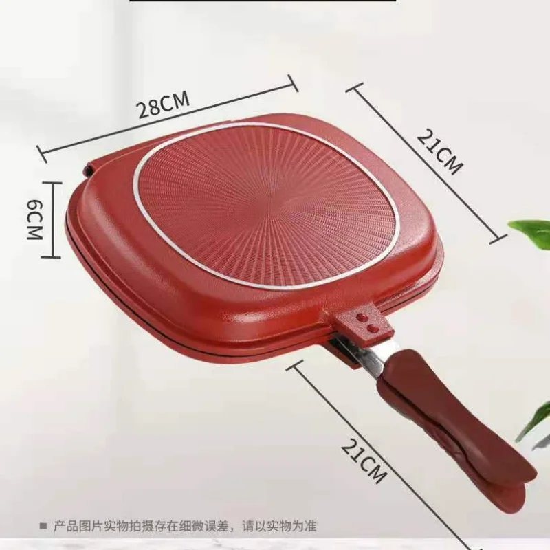 28/32cm Double Side Grill Fry Pan Cookware Stainless Steel Double Face Pan Steak Fry Pan Kitchen Accessories Cooking Tools