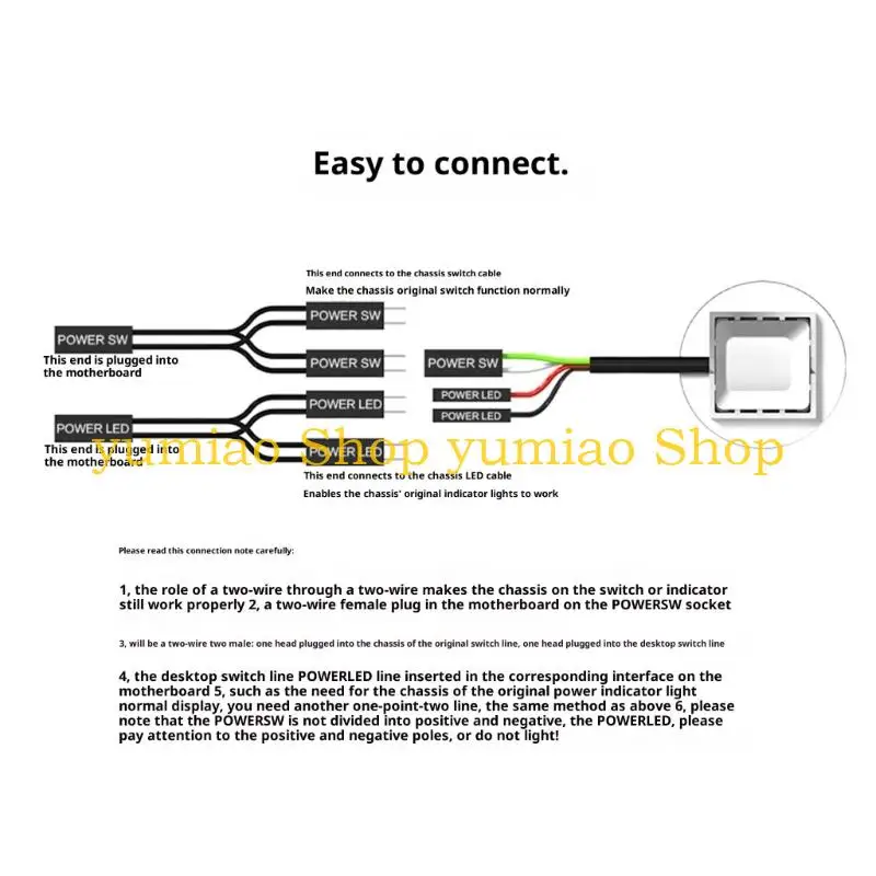 587B External Power Switches Extension Cable ABS Computer Case Startup Button For Desktop