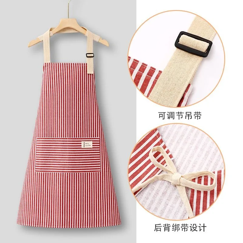 Japanese Style Cartoon Kitchen Apron Restaurant Cleaning Waterproof Striped Apron Cooking Apron For Coffee Chef Work Nails