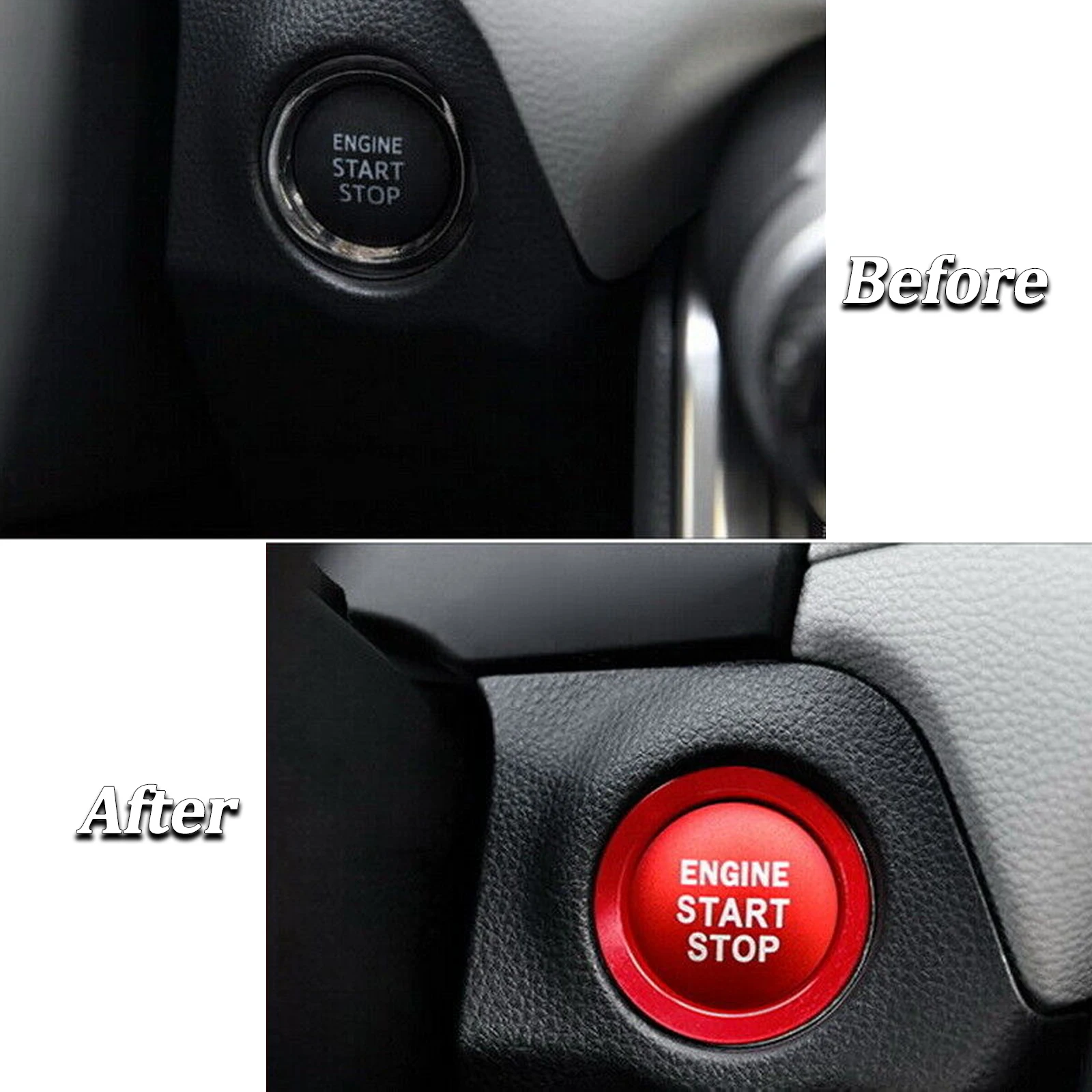 RED Center Console Engine Start/Stop Push Button Cover&Ring Trim Sticker For Toyota Camry Tacoma Prius Avalon RAV4 Mirai Corolla