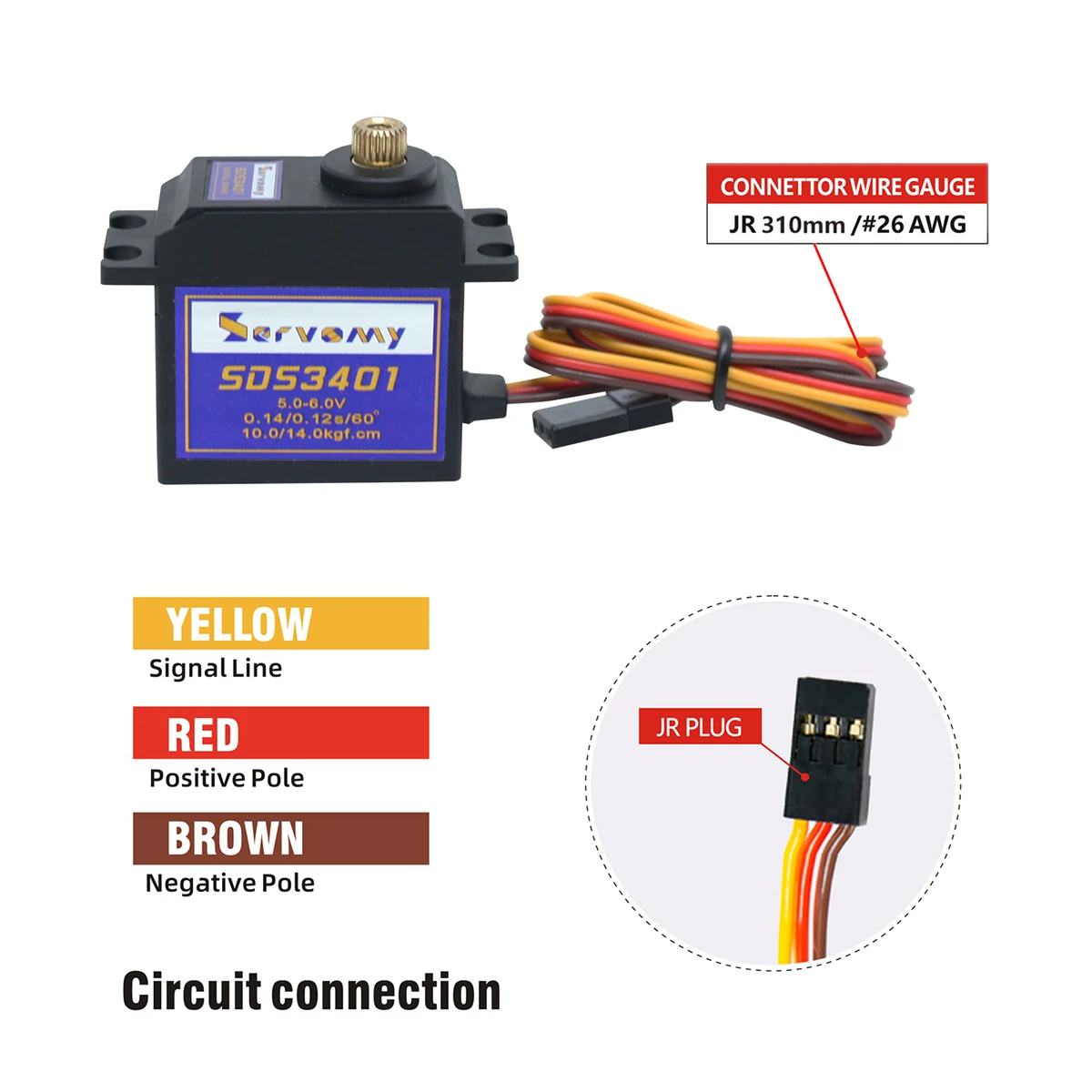SERVOMY SDS3403 Servomotore digitale medio 14KG-18KG Coreless Metal Gear RC Servo per 1/12 1/16 1/18 / Ala/Robot/Parti di aereo