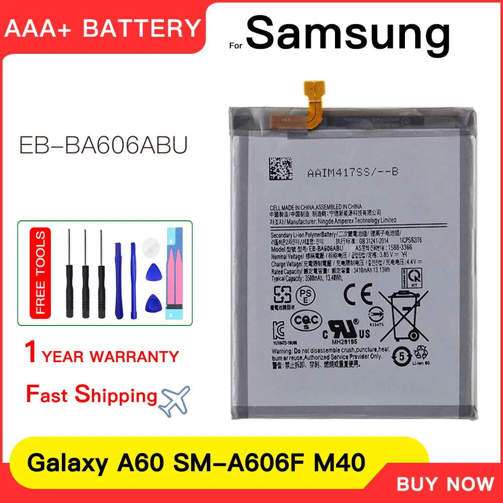 

Genuine New Battery EB-BA606ABU 3500mAh Battery For Samsung Galaxy A60 M40 SM-A606F/DS SM-A6060 SM-A606F Batteria+Tools