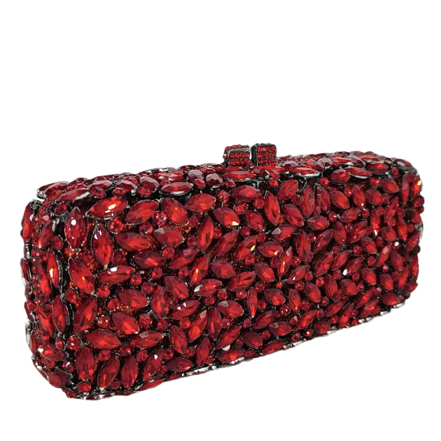 Boutique De FGG Luxury Women Red Crystal Clutch Evening Bags Wedding Bride Rhinestone Clutch Bag Party Dinner Diamond Handbags