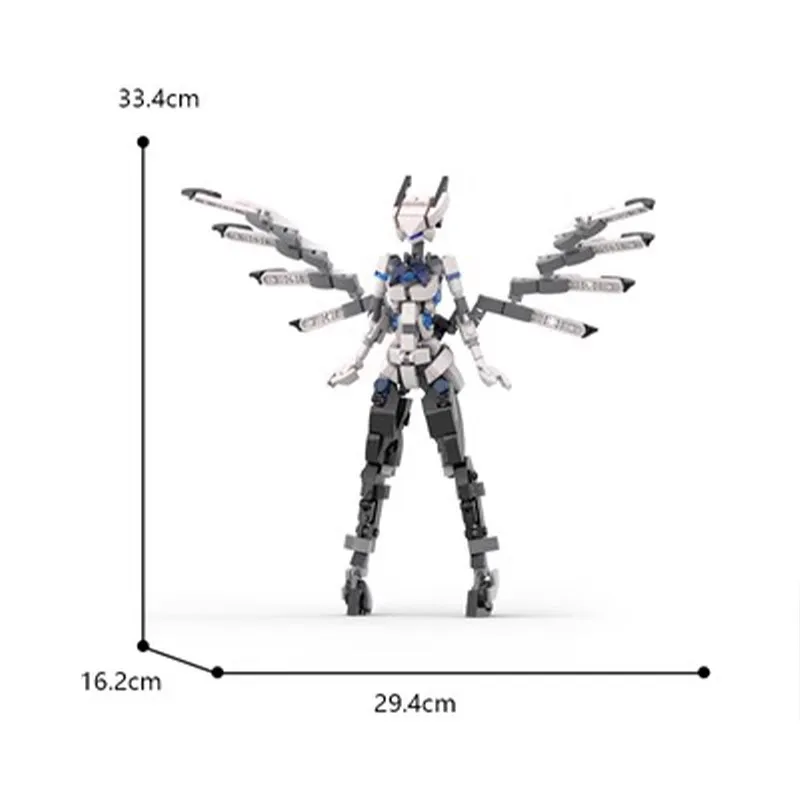 Creative Design Of Small Particle Humanoid Bunny Girl Angel Mecha With Movable Hands And Feet Desktop Decoration Model Toy