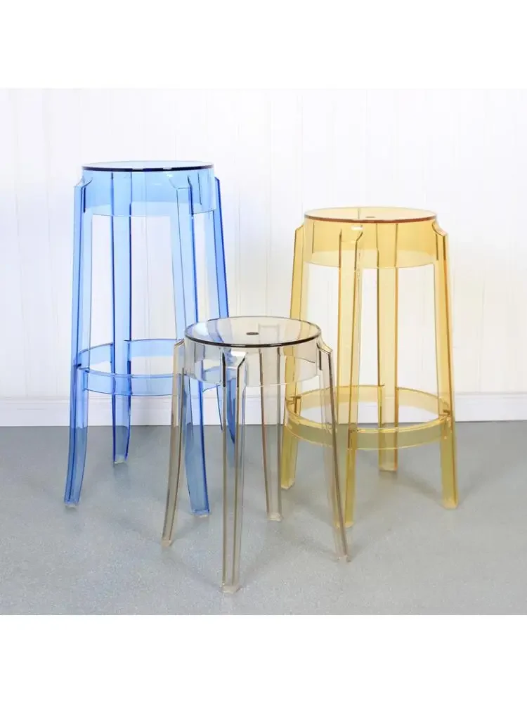 Transparent Bar Stool Nordic Ghost Plastic High Stool Charles Round Stool Seat Acrylic Simple Modern Bar Chair