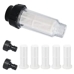 Water Filter Garden Hose 3/4 Inch Water Pre-Filter Water Filter Set with 5 Filter Inserts + 2 Quick Adapters