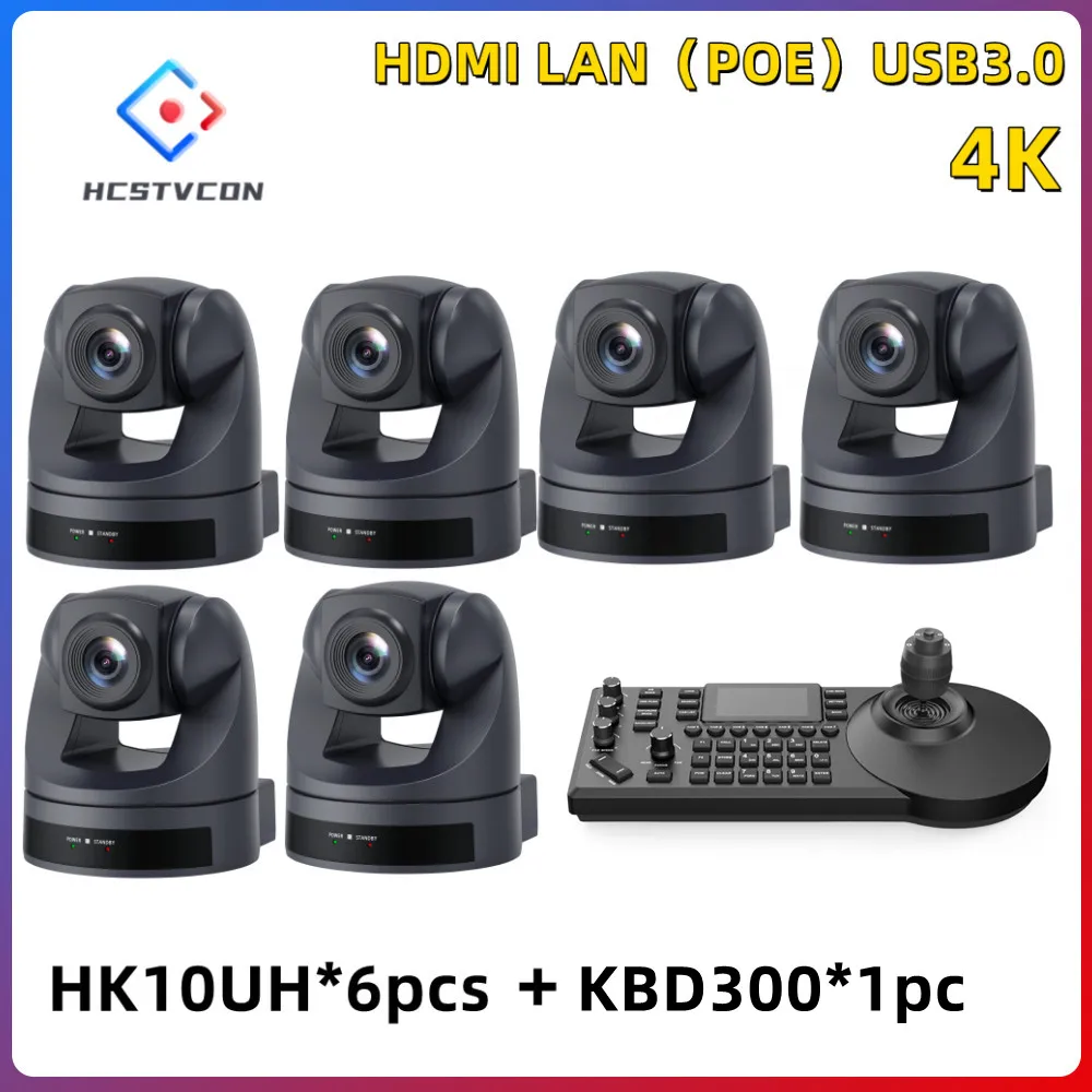 4K PTZ Camera with 1pc Joystick Controller Kit 20X Optical Zoom USB3.0 LAN HDMI for Church Business Meeting Live Streaming