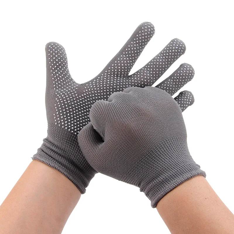 Luvas de segurança antiderrapantes para o trabalho, luvas de nylon finas para jardinagem e condução