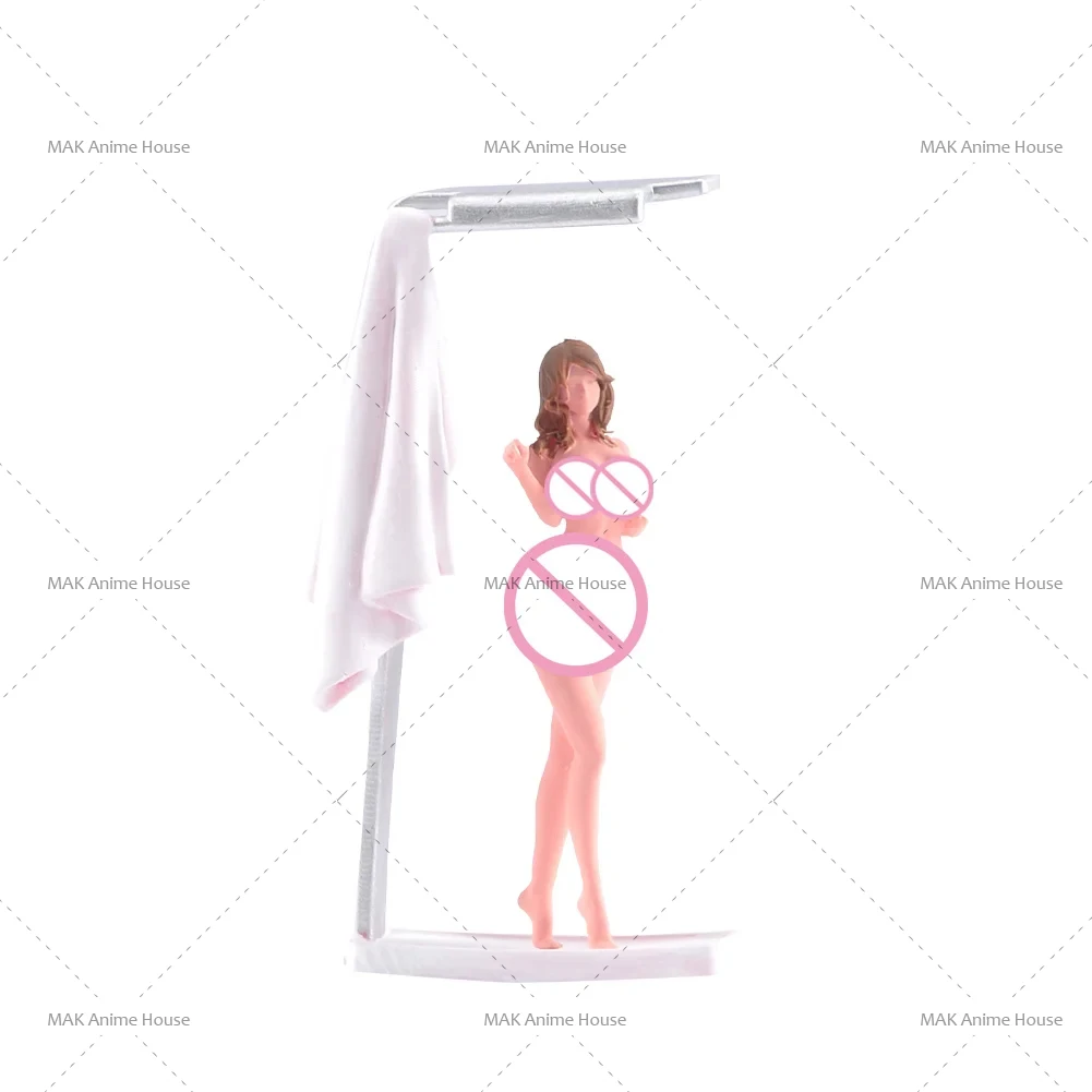 

Miniatures Figures 1/87 1/64 1/43 1/24 1/18Bathroom Beauty Taking A Shower Model Unpainted Creative Photography Scene Dolls Toys