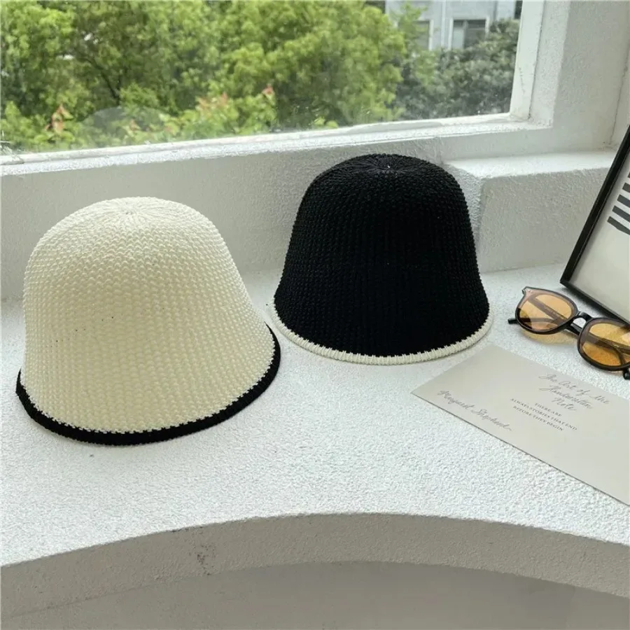 Casquette Homme New Winter Twist Knitting Hat for Women Fur Pompom Thick Plush Cap Solid Color Ladies Warm Bucket Hat Women