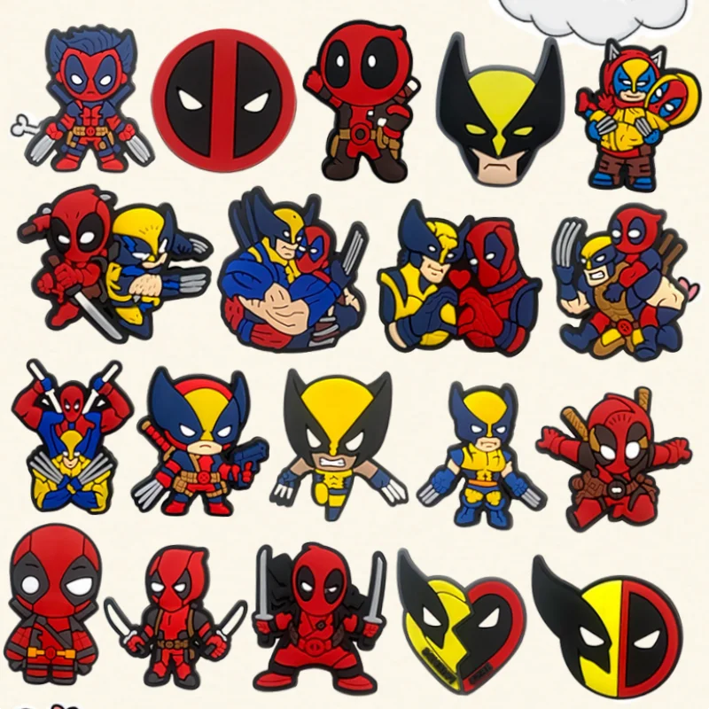 

19Pcs Deadpool Character Shoe Charms PVC Decorations for Clogs Bubble Slides Sandals - Christmas Birthday Accessory Set